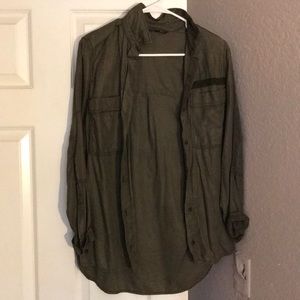 Zara army green trafaluc top